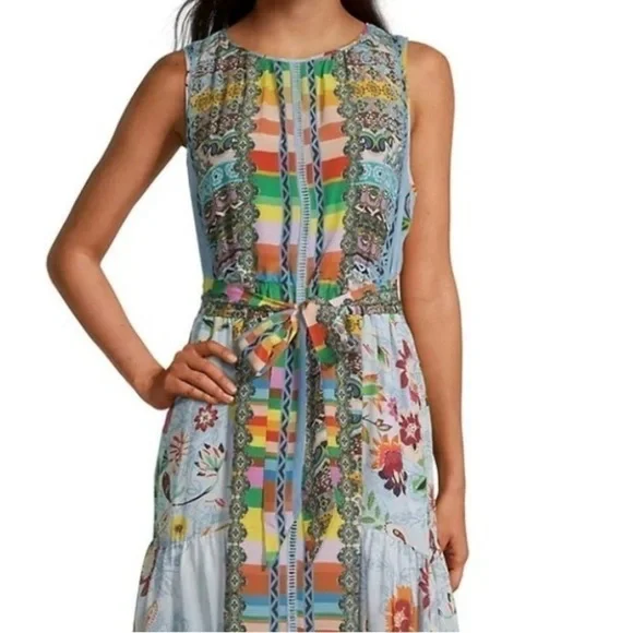 Johnny Was silk RAINBOW NAIA DRESS NWT - Picture 7 of 8